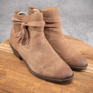 SOFFT Suede Tassel Side Zip Block Heel Booties 6.5M